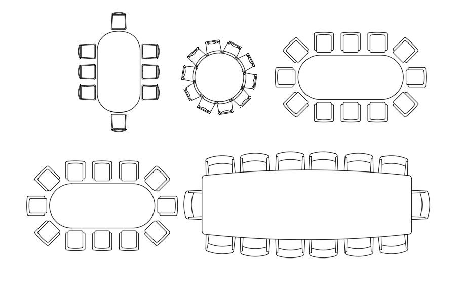 AutoCAD Dining Table and Chair Set DWG CAD Drawing