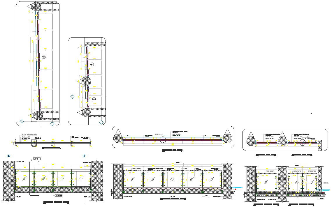 AutoCAD Drawing DWG file showing the details of the glass balustrade unit is given in this drawing file.
