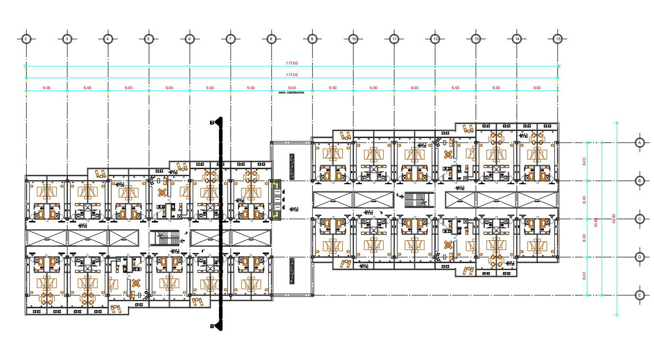 AutoCAD Drawing Hotel Floor Plan Download DWG File