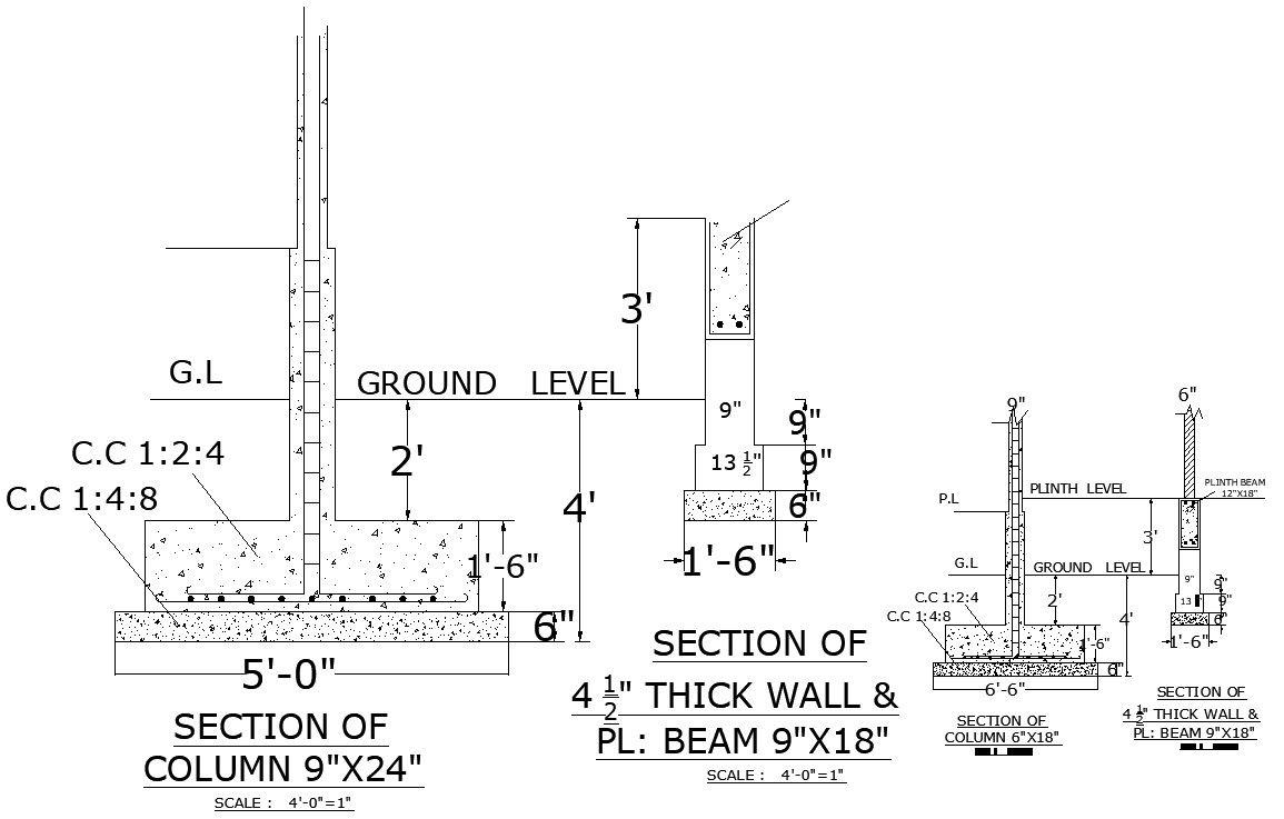 AutoCAD Drawing file having the details of the RCC column sectional details.Download the AutoCAD DWG file.