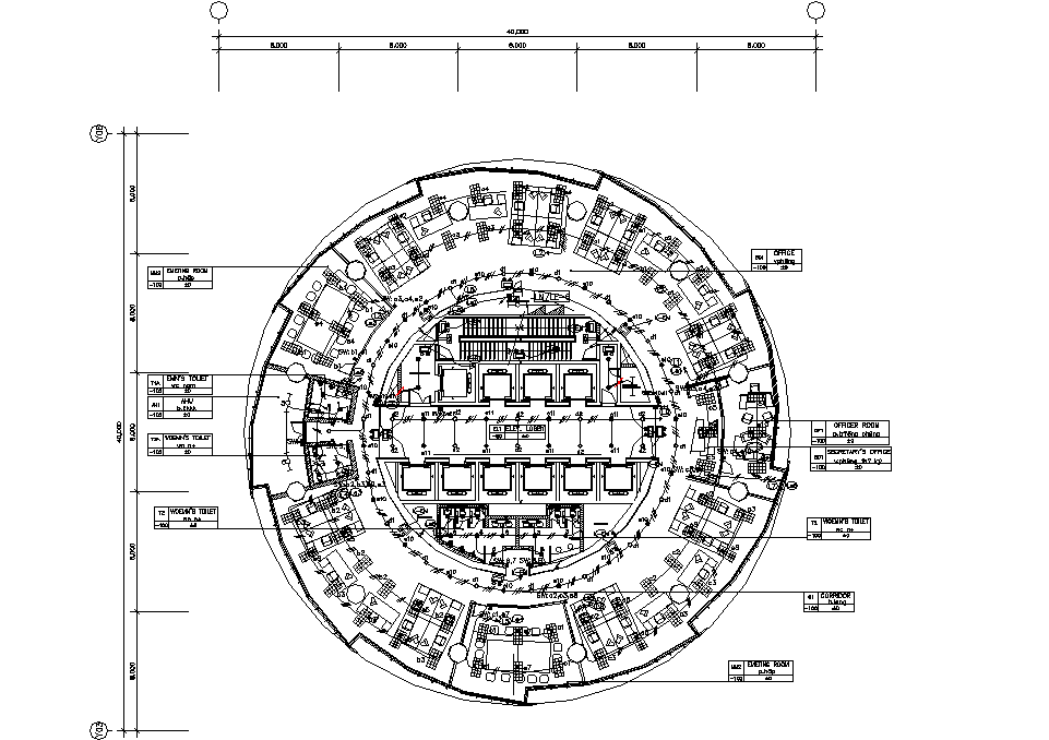 AutoCAD Drawing file having the details of the fifth-floor plan with lighting connection,