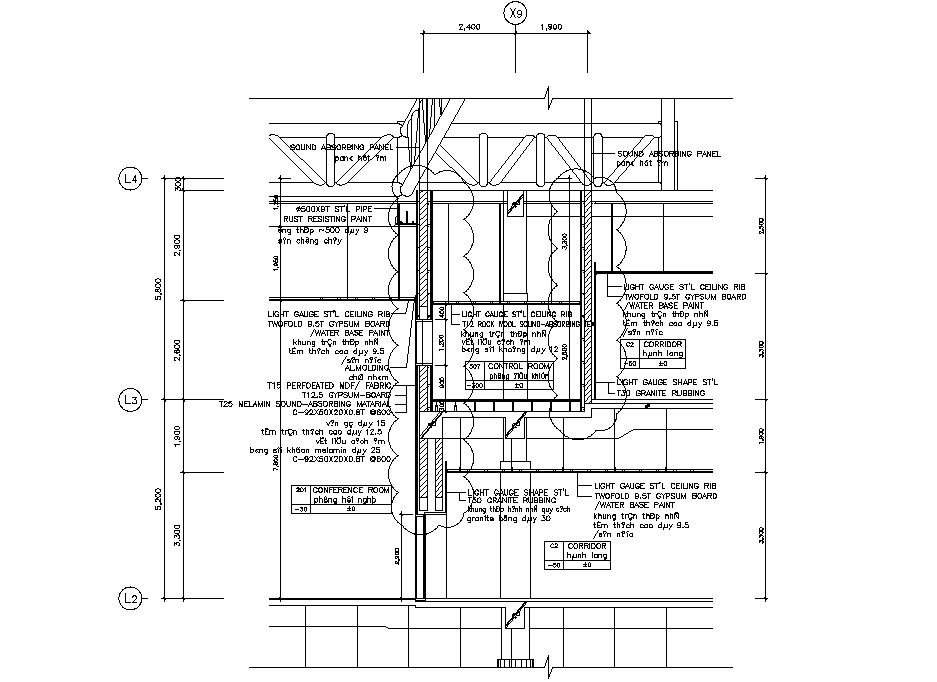 AutoCAD Drawing file having the details of the section of the conference hall.Download Autocad DWG file.