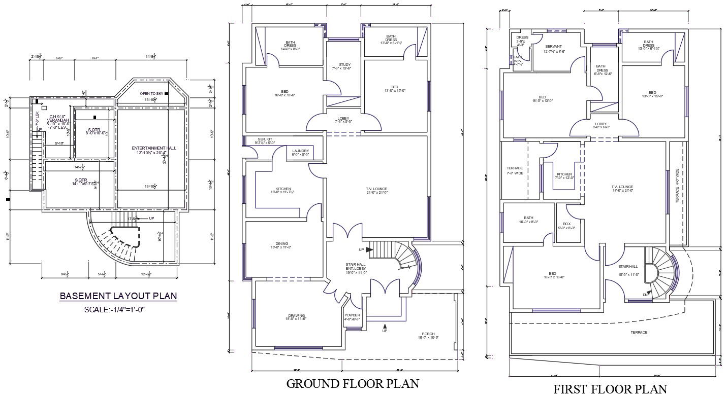 AutoCAD Drawing file of 39'X68' 2BHK G+1 House plan layout.Download the AutoCAD Drawing file.