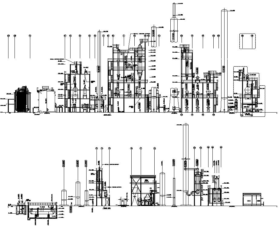 AutoCAD Drawing file of the general plot plan for butadiene extraction unit section details. Download the AutoCAD DWG file.