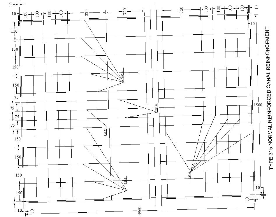 AutoCAD Drawing file of the normal reinforced canal reinforcement section details,Download the AutoCAD DWG file.
