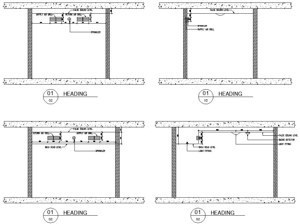 AutoCAD Drawing file of the room fall ceiling connection details,Download the AutoCAD DWG file.