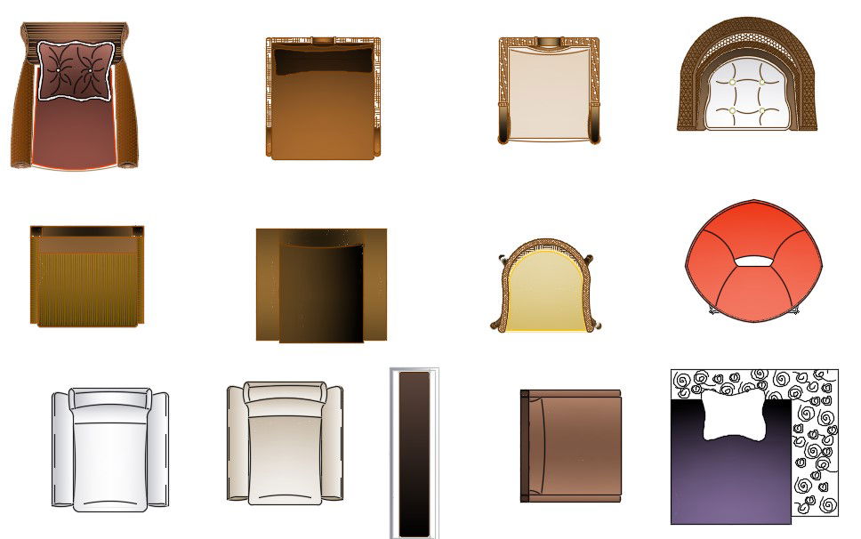 AutoCAD Drawing files having various types of cushion type chairs bed and modern furniture.Download the AutoCAD 2D DWG file.