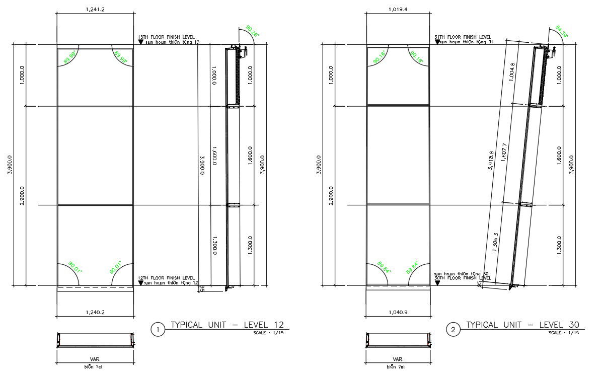 AutoCAD Drawing file showing the Typical section details of the tall building.Download the AutoCAD drawing file.