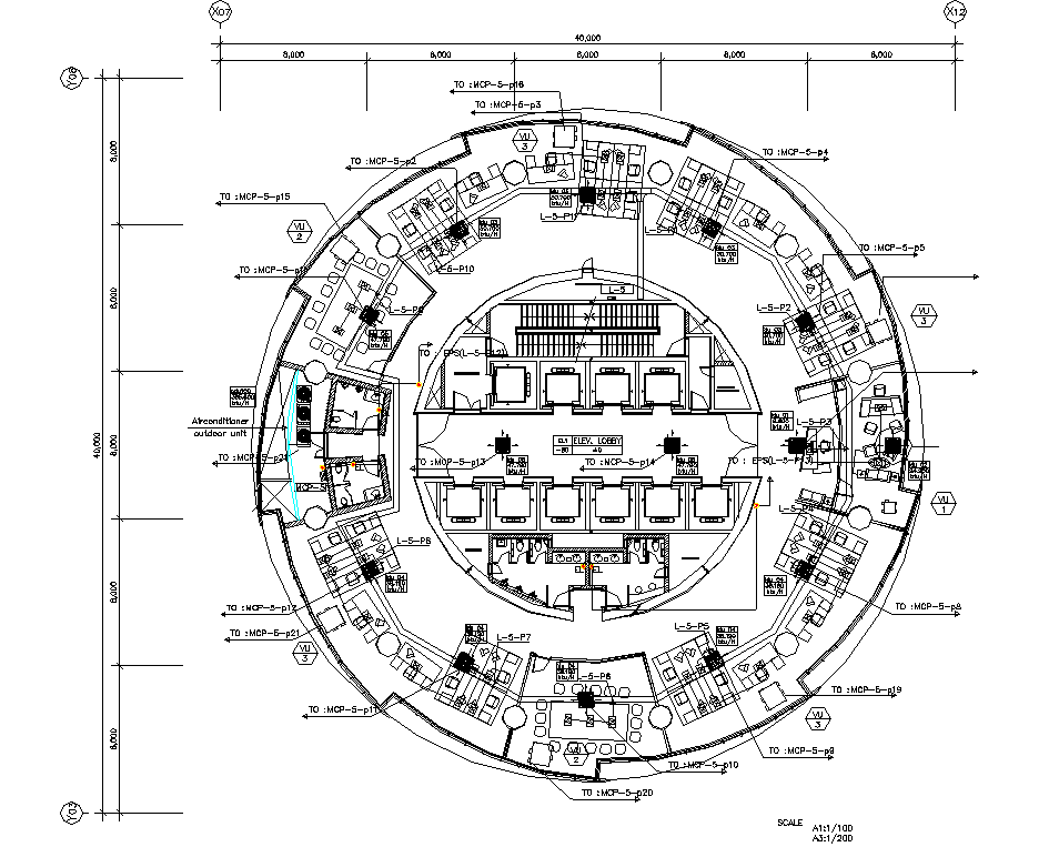 AutoCAD Drawing file showing the details of the 5th floor Electrical System box section details.Download the dwg file.