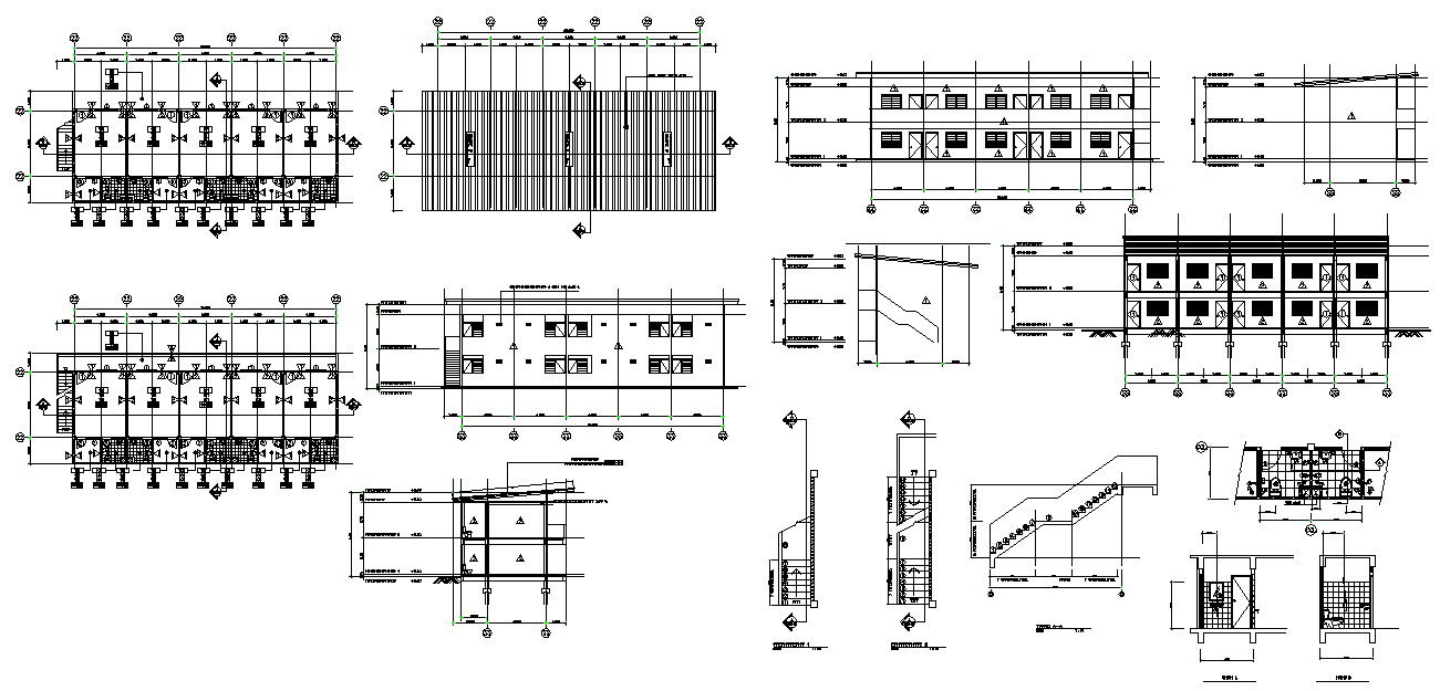 AutoCAD Drawing file shows the section Floor plan of Single bhk Row apartment house, Download the Autocad dwg file.