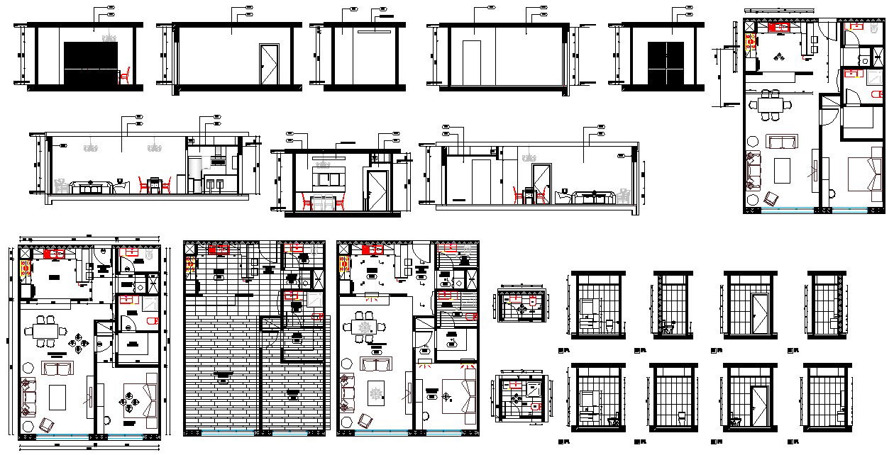 AutoCAD Drawing files show the single bedroom house furniture Drawing. Download the AutoCAD 2D DWG file.
