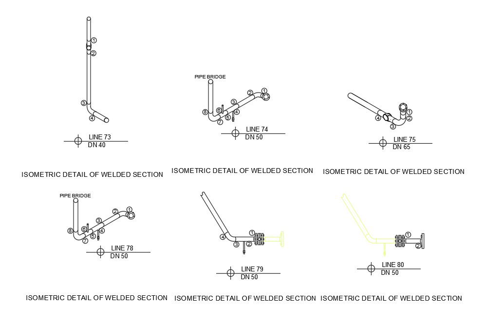 AutoCAD Drawing having Butt welded section details.Download the Autocad DWG 2D file.