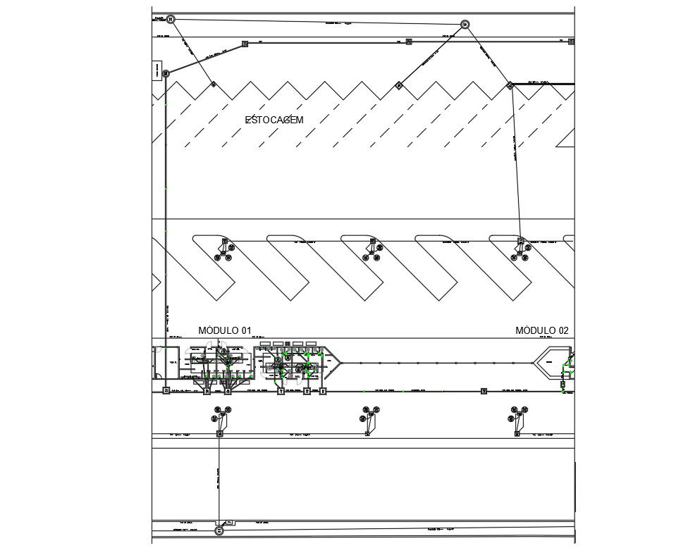 Bus Terminal AutoCAD Drawing with Section Details and Layout Planning