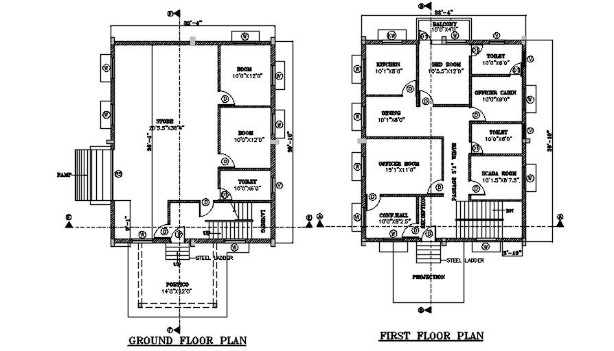 AutoCAD Floor Plan of office with store building. Download the AutoCAD DWG file.