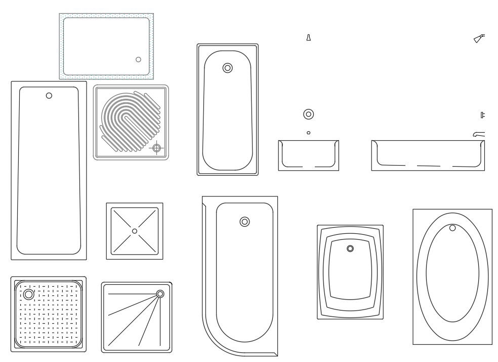 AutoCAD Free Bathtub CAD Blocks Top View Drawing DWG File
