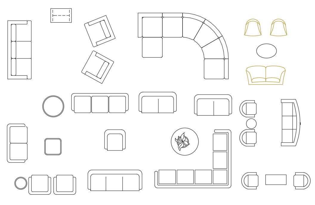 Auto CAD Furniture Sofa Set Auto CAD Blocks Drawing DWG File