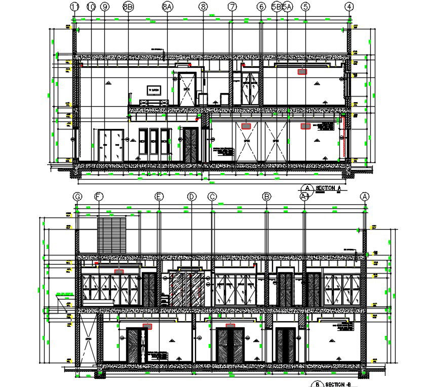 AutoCAD G+1 House Building section Drawing DWG File