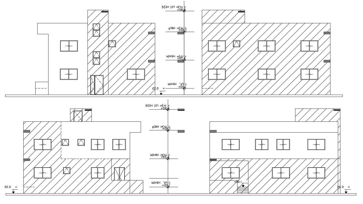 AutoCAD House 2 Storey Building Elevation Design