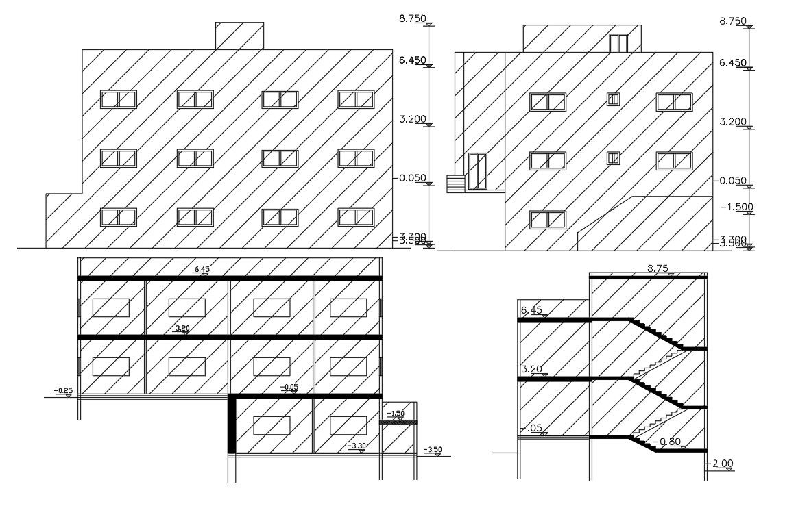 AutoCAD House Apartment Section And Elevation Design