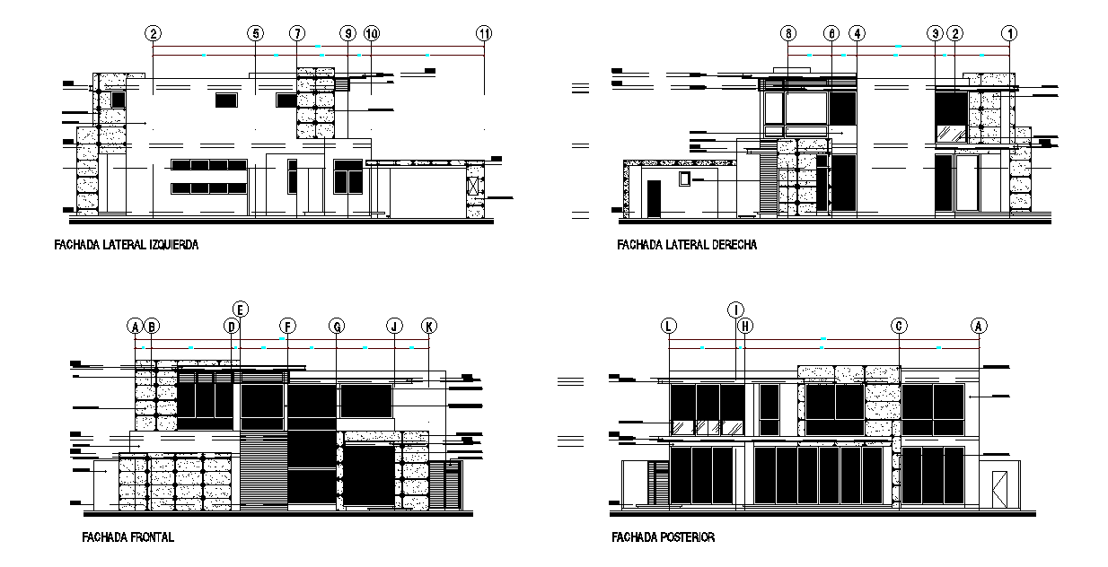 AutoCAD House Building Elevation Design Download DWG File