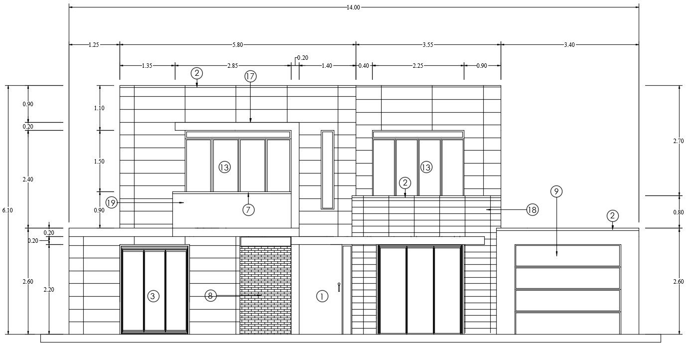 AutoCAD House Building Elevation Drawing Free Download DWG File