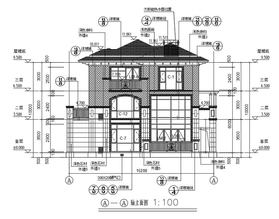 AutoCAD House Building Rear Elevation Design DWG File