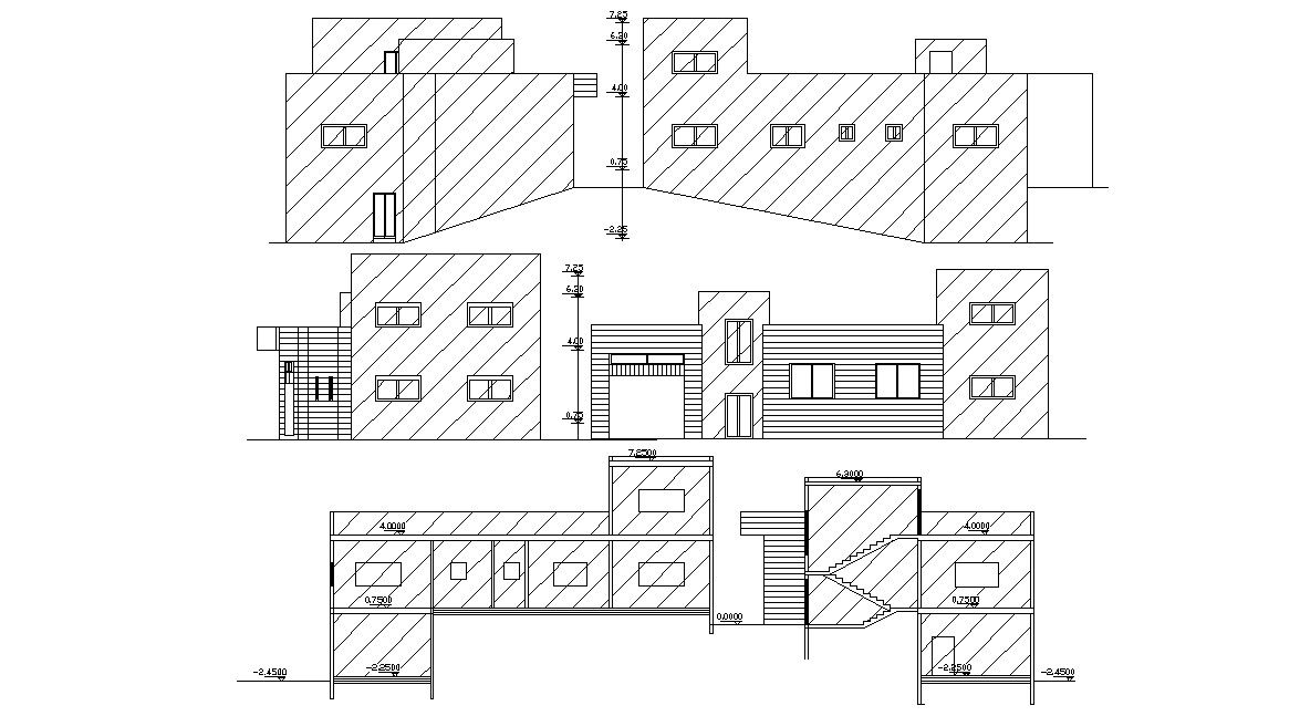 AutoCAD House Building Section And Elevation Design