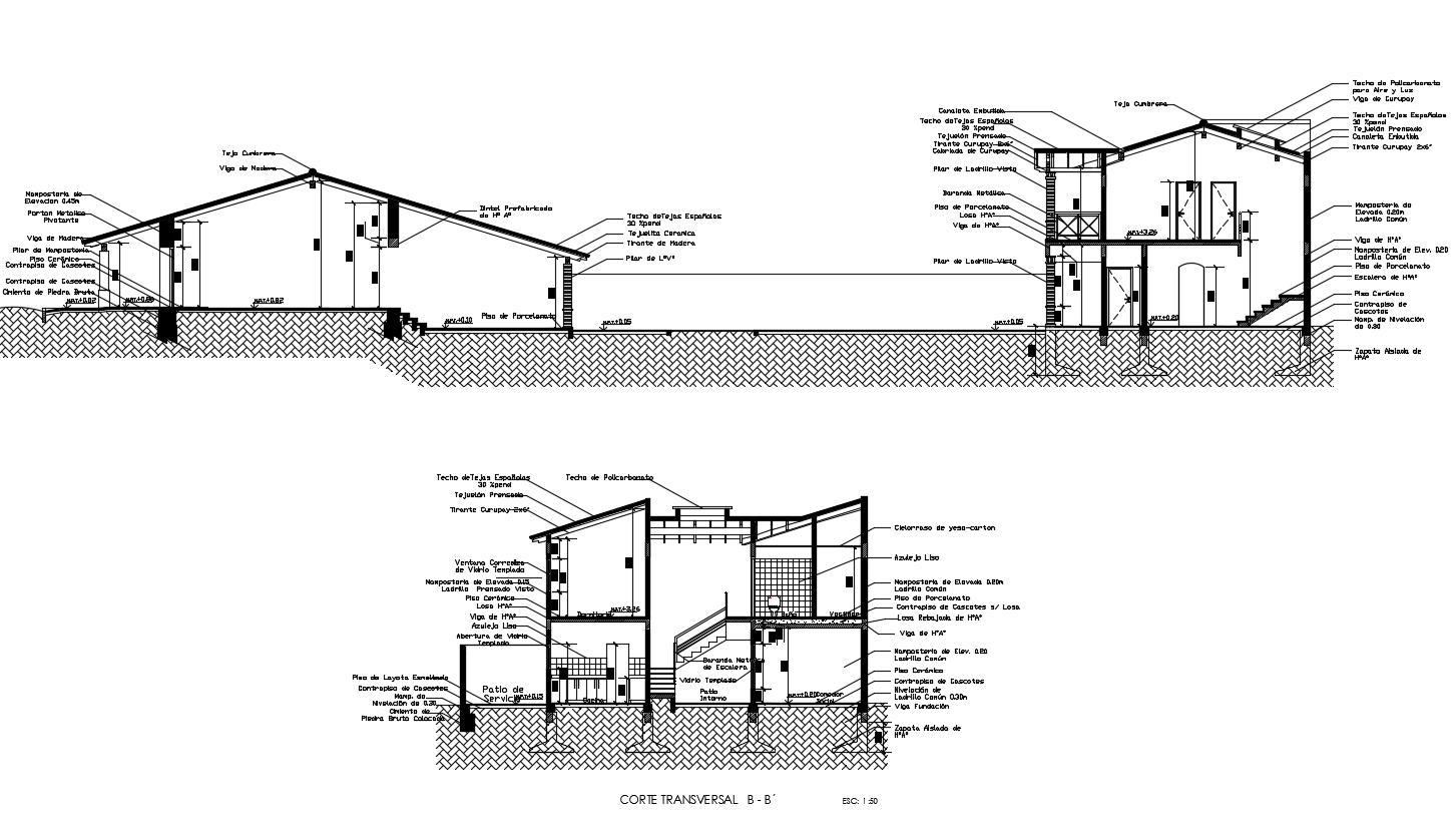 AutoCAD House Building Section Drawing Download DWG File