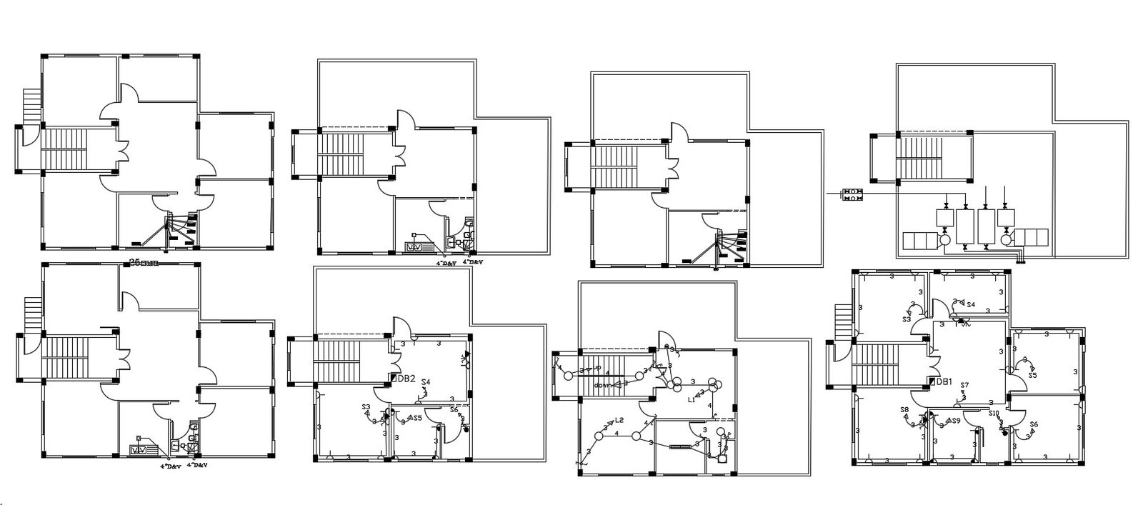 AutoCAD House Electrical And Plumbing Layout Plan Design