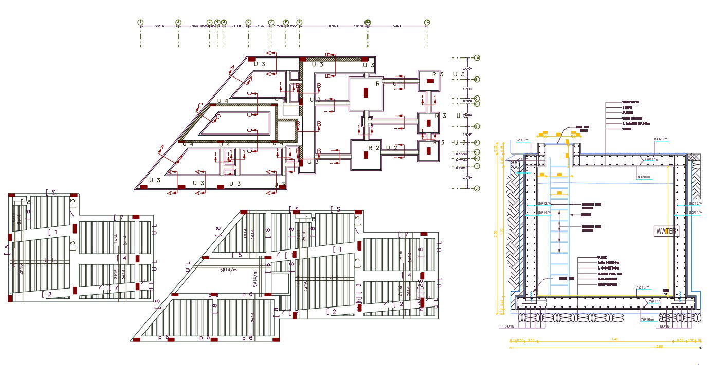 AutoCAD House Foundation Plan And Slab Bar Structure Design