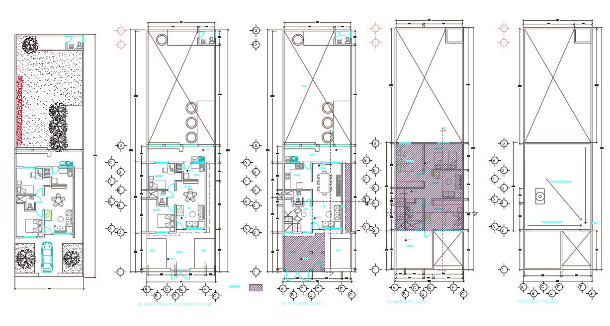 AutoCAD House Furniture Design And Center Line Plan DWG File