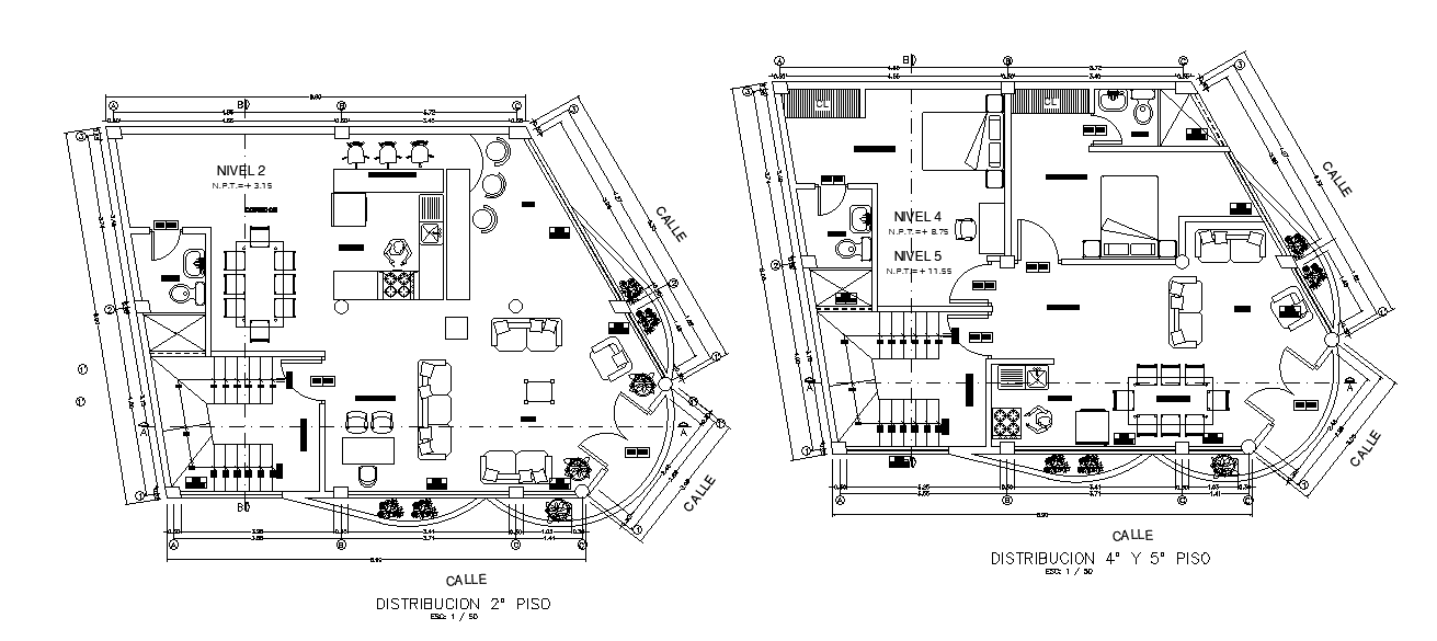 AutoCAD House Ground Floor And First Floor Plan Drawing Download DWG File