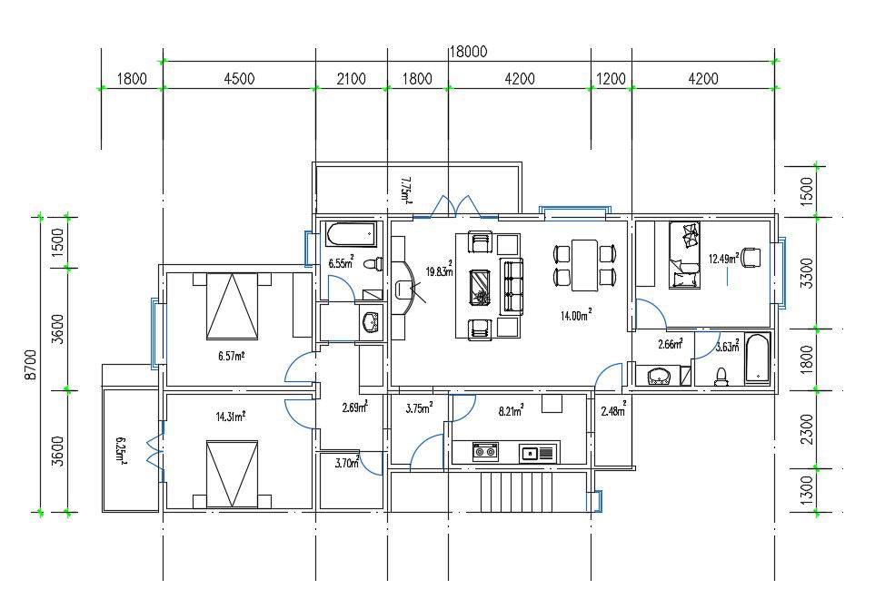 AutoCAD House Ground Floor Plan Drawing DWG File