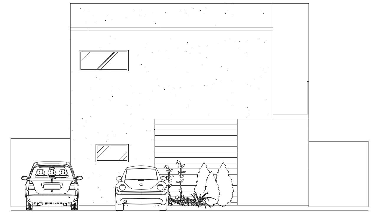 AutoCAD House Parking Elevation CAD Drawing Download DWG File