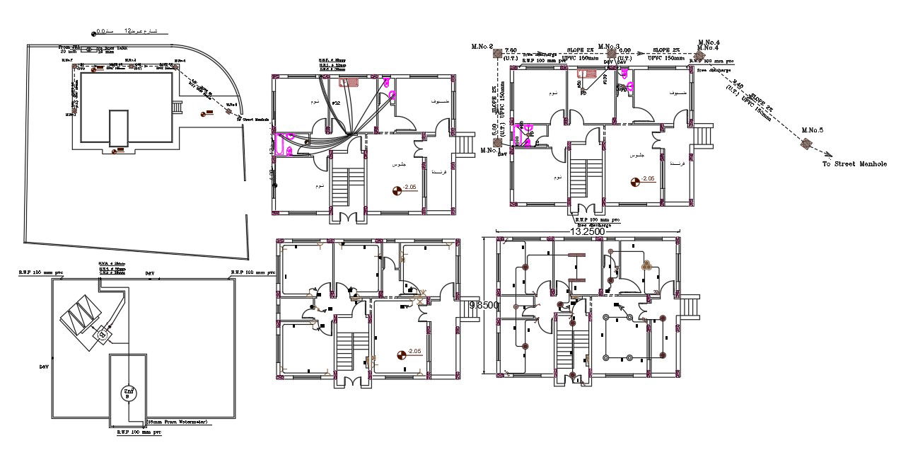 AutoCAD House Plumbing And Electrical Layout Plan Drawing