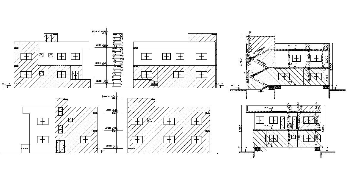 AutoCAD House Section And Elevation Design DWG File