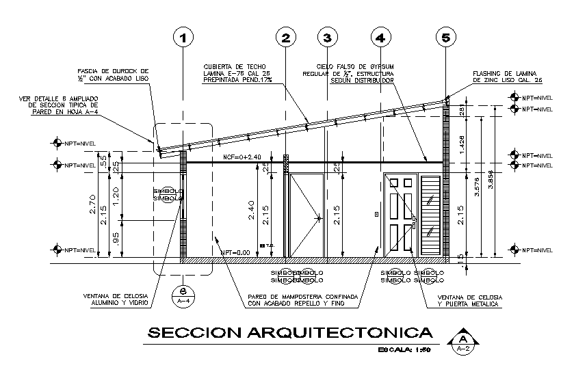 AutoCAD House Section With Centre Line CAD Drawing Download DWG File