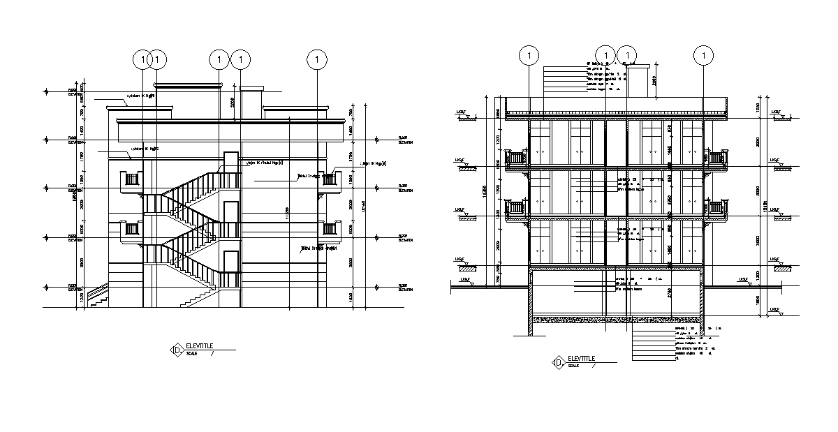 AutoCAD House Sectional Elevation Design Download DWG File