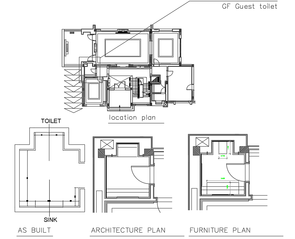 AutoCAD House With Guest Toilet Plan CAD Drawing DWG File