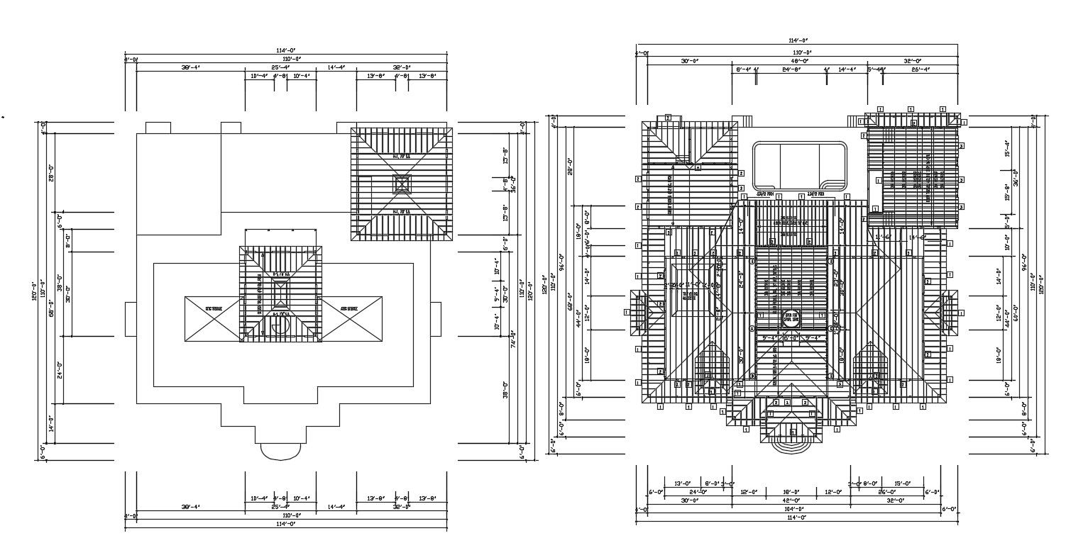 AutoCAD House Wooden Truss Span Roof Plan CAD Drawing DWG File