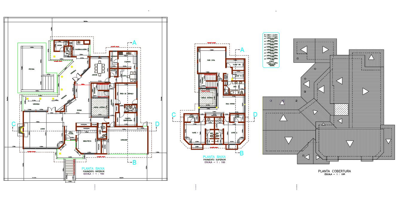 AutoCAD Huge House Fount Floor And First Floor Plan
