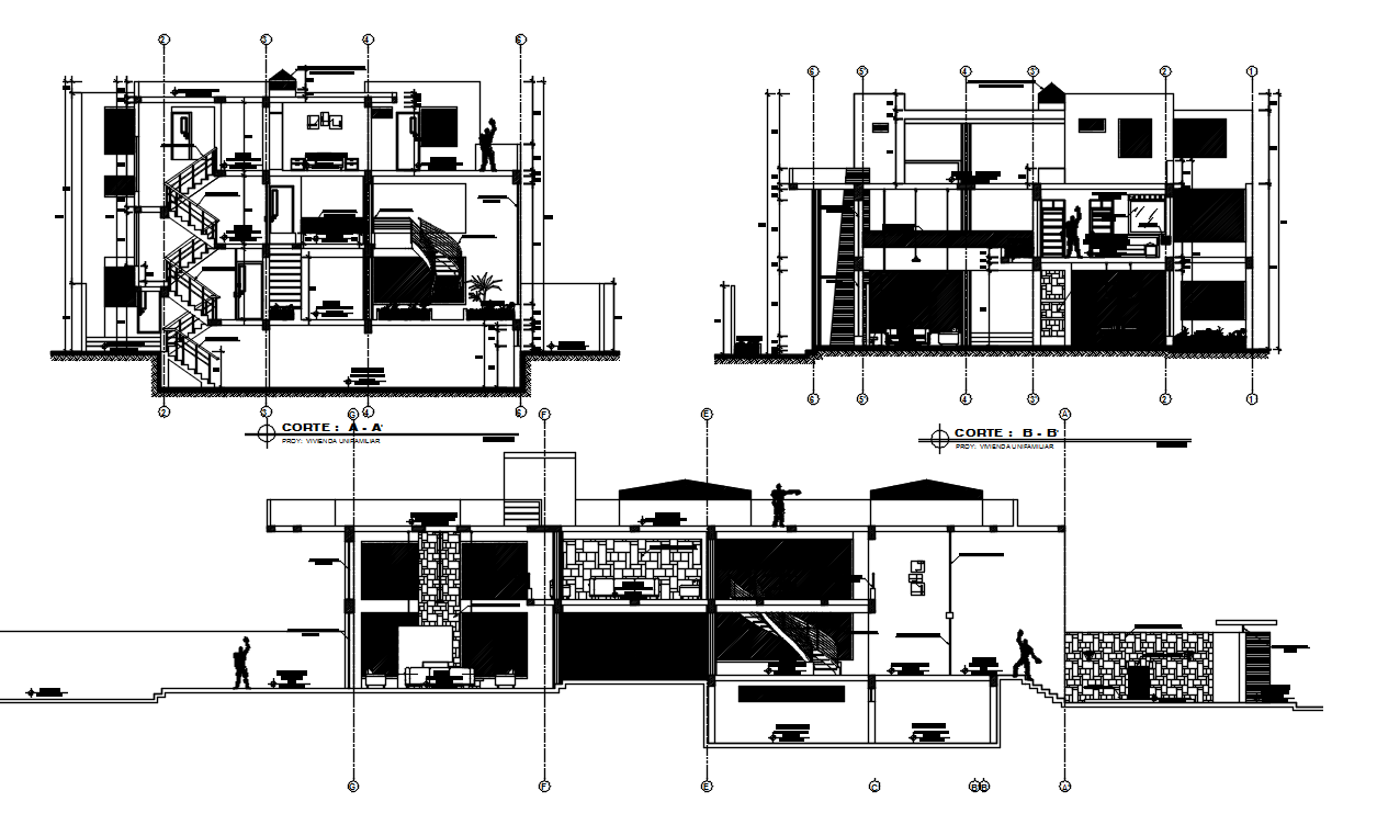 AutoCAD Residence House Building Section Drawing Download DWG File