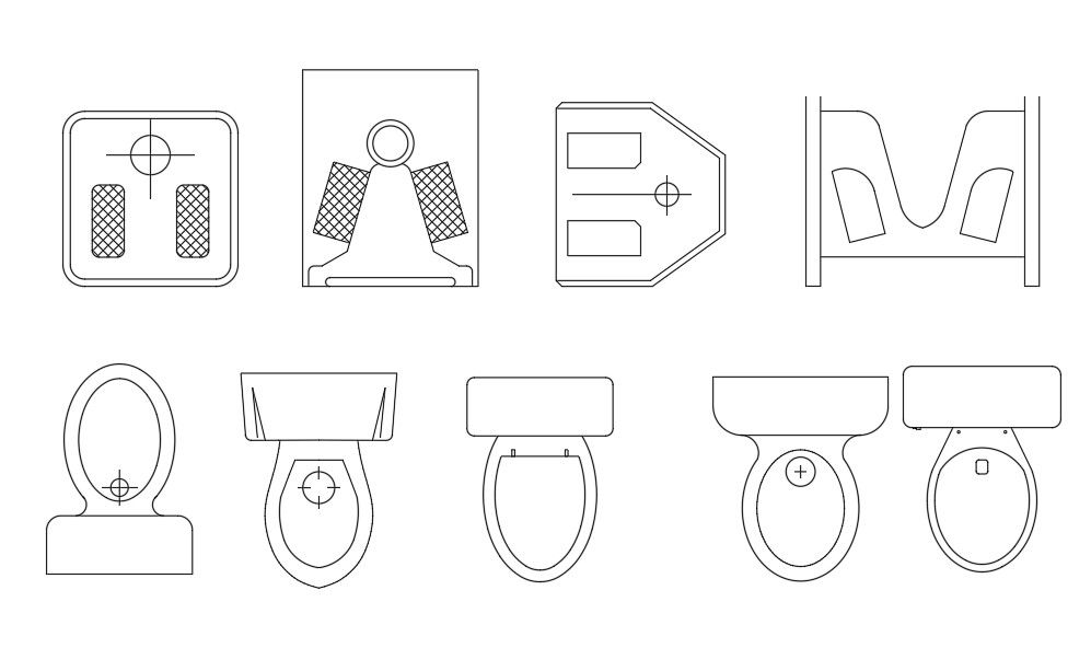 AutoCAD Sanitary Ware Toilet CAD Blocks Drawing DWG File