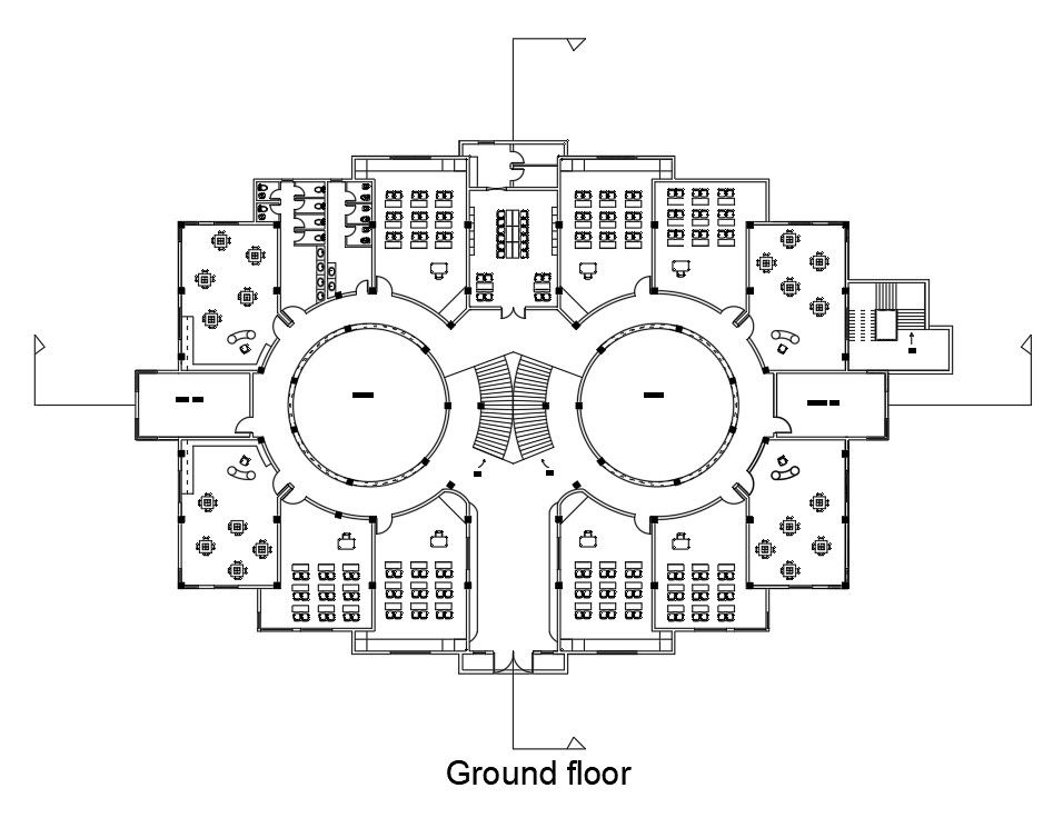 AutoCAD School Building Ground Floor Plan Drawing Download DWG File