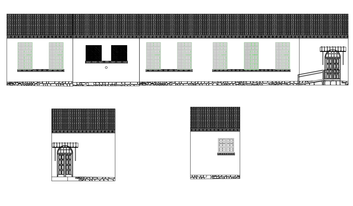 AutoCAD Span Roof House Sectional Elevation Design Download DWG File