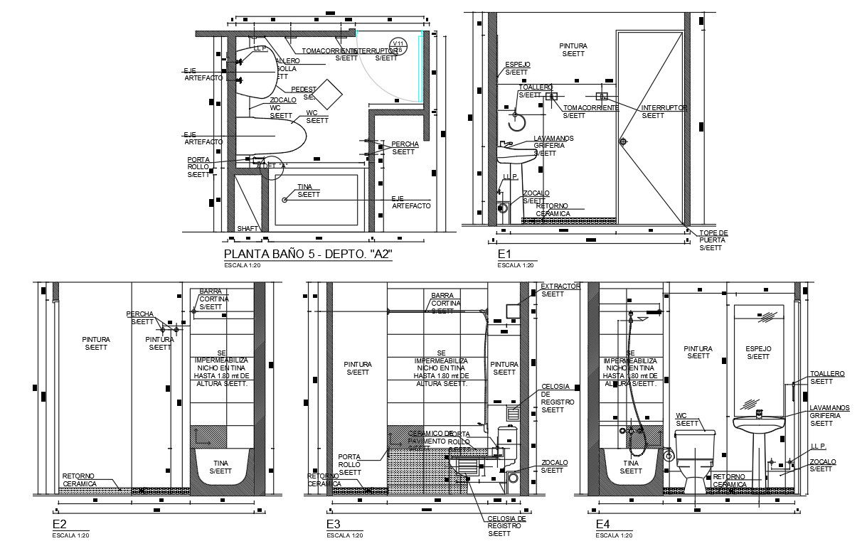 AutoCAD Toilet With Sanitary Ware Plan Design DWG File