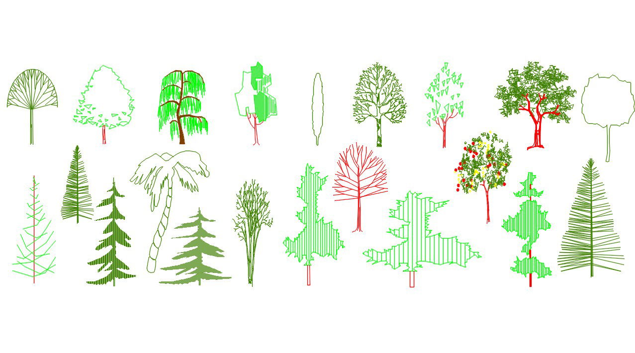 AutoCAD Tree CAD Blocks Elevation Design DWG File