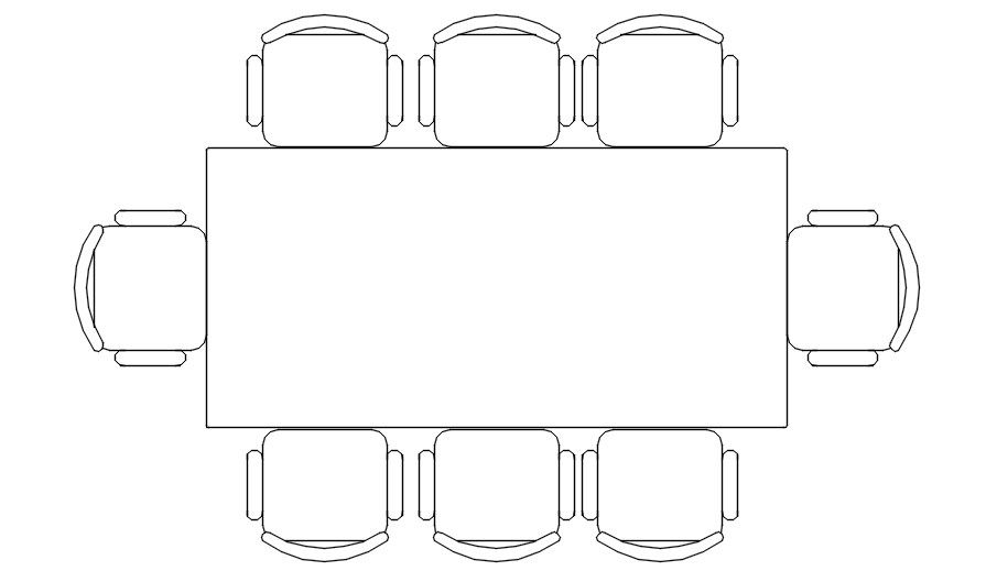 Detailed Dining Table Block in AutoCAD with DWG Format