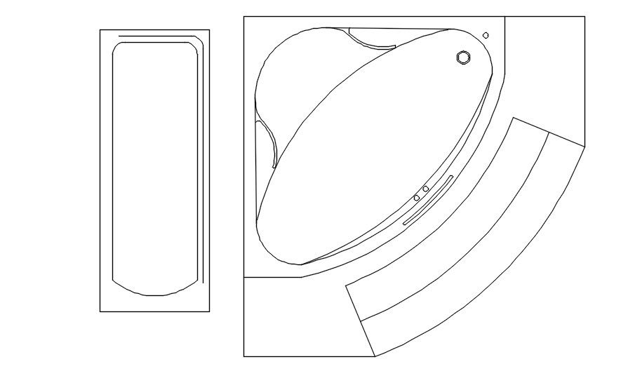AutoCAD block of sanitary ware in 2D drawing, dwg file, CAD file