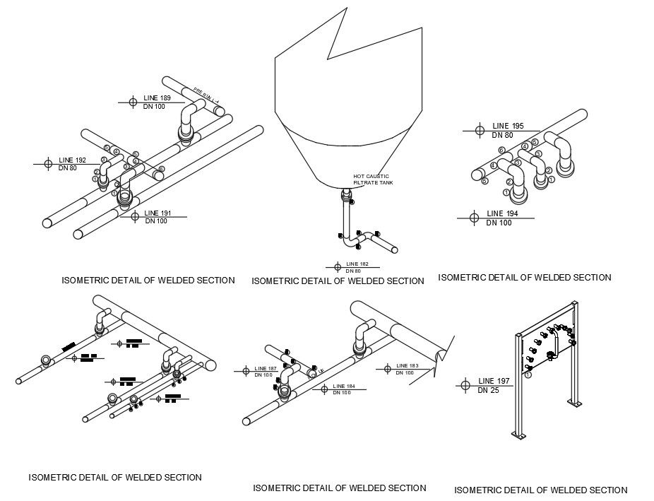AutoCAD drawing file gives the Details of Butt Weld Section in isometric views. .Download the AutoCAD DWG file.